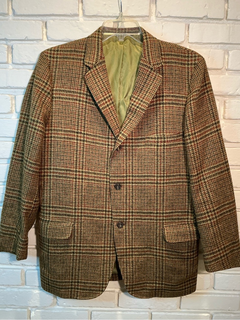 Men's Classic vintage Brown Glen Plaid wool Blazer